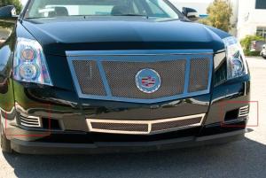 2008-2012 Cadillac CTS (With Out Fogs Lights) T-Rex Upper Class Polished Stainless Bumper Mesh Grille - 2 Piece Bumper Caps (Without Factory Fog Lights)