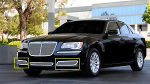 2011-2012 Chrysler 300 Without Adaptive Cruise T-Rex Upper Class Polished Stainless Bumper Mesh Grilles - 2 Piece (Fits Vehicles Without Adaptive Cruise)