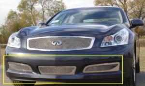 2007-2008 Infiniti G-35 Sedan;;(Except Road Sensing Cruise & 6MT Models) T-Rex Upper Class Polished Stainless Bumper Mesh Grille With Formed Mesh Center (Except Road Sensing Cruise & 6MT Models)