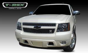 2007-2012 Chevrolet Suburban, 2007-2012 Chevrolet Tahoe, LTZ, 2007-2012 Chevrolet Avalanche T-Rex X-Metal Series - Studded Main Grille - All Black - 2 Piece Style