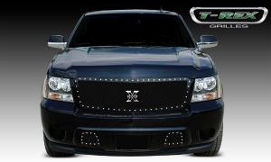 2007-2012 Chevrolet Suburban, 2007-2012 Chevrolet Tahoe, LTZ, 2007-2012 Chevrolet Avalanche T-Rex X-Metal Series - Studded Main Grille - All Black (Custom 1 Piece Style, Requires Cutting Factory Bumper)