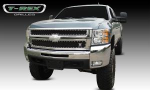 2007-2010 Chevrolet Silverado Heavy Duty T-Rex X-Metal Series - Studded Main Grille - All Black - 2 Piece Style