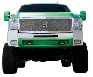 2007-2010 Chevrolet Silverado Heavy Duty T-Rex X-Metal Series - Studded Main Grille - Polished SS - Custom 1 Piece (Replaces OE Grille, UPS OS3)