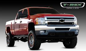 2011-2012 Chevrolet Silverado Heavy Duty T-Rex X-Metal Series - Studded Main Grille - All Black - 2 Piece Style