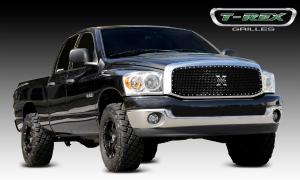 2006-2008 Dodge Ram Pick Up T-Rex X-Metal Series - Studded Main Grille - Custom 1 Piece Full Opening - All Black (Requires Cutting Center Bars)