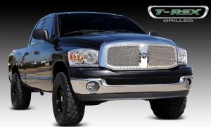 2006-2008 Dodge Ram Pick Up T-Rex X-Metal Series - Studded Main Grille - Custom 2 Piece Opening - Polished SS (Requires Cutting Center Bars)