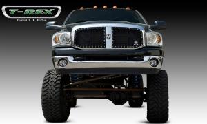 2006-2008 Dodge Ram Pick Up T-Rex X-Metal Series - Studded Main Grille - Custom 2 Piece Opening - All Black (Requires Cutting Center Bars) 