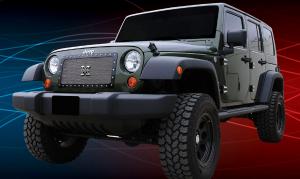 2007-2012 Jeep Wrangler T-Rex X-Metal Series - Studded Main Grille - Polished SS - 1 Piece Custom (Cut Center Bars)