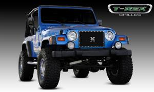 1997-2006 Jeep Wrangler T-Rex X-Metal Series - Studded Main Grille - All Black - 1 Piece Custom (Cut Center Bars)