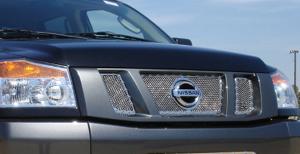 2008-2012 Nissan Titan T-Rex X-Metal Series - Studded Main Grille - Polished SS - 3 Piece With Logo Opening