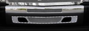 2007-2010 Chevrolet Silverado Heavy Duty;;2009-2012 Silverado 1500 Models T-Rex X-Metal Series - Studded Bumper Grille - Polished SS - 2 Piece (Includes Top Bumper Mesh And Air Dam Grille)