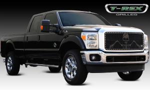 2011-2012 Ford Super Duty T-Rex Urban Assault Grunt - Studded Main Grille With Soldier - Black OPS Flat Black - 1 Piece