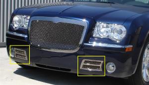 05-10 Chrysler 300 T-Rex Hybrid Series Bumper Mesh Grilles - Chrome, Aluminum