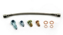 01-02 Mitsubishi Evolution VII 4G63 (Factory Turbo), 03-05 Mitsubishi Evolution VIII 4G63 (Factory Turbo), 06-07 Mitsubishi Evolution IX 4G63 (Factory Turbo), 99-00 Mitsubishi Evolution VI 4G63 (Factory Turbo) Tomioka Stainless Steel Oil Feed Line Kit (30cm)