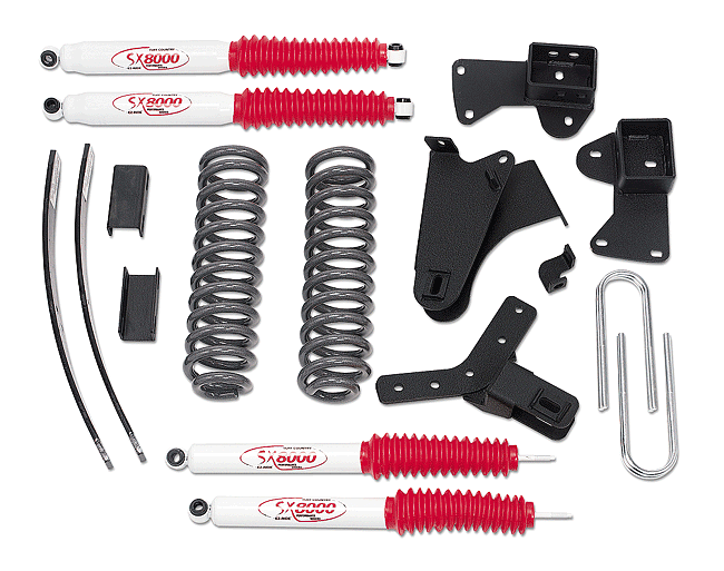 83-97 Ford Ranger Base,  Super Tuff Country Lift Kit - (4 in.) (Includes Axle Pivot Bracket, Radius Arm Bracket, Axle Pivot Support Bracket, Sway Bar Bracket, Hardware Bag, Add-A-Leaf, Center Pins, U-Bolts, Brake Line Extension;