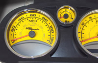 05-08 Chevrolet Cobalt, 120 MPH, 8000 Tach US Speedo Gauge Faces - Daytona GA (Yellow)