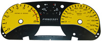 05-08 Chevrolet Cobalt, 110 MPH, 8000 Tach, 05-08 GMC Canyon US Speedo Gauge Faces - Daytona GA (Yellow)