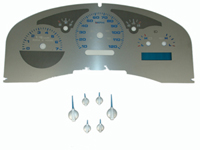 04-06 Ford F150 Lariat US Speedo Gauge Faces - Stainless Steel SS Kit (Blue)