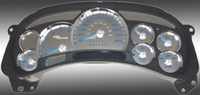 06-07 Chevrolet Silverado 2500, 120 MPH Diesel, 06-07 GMC Sierra 2500 Diesel, 120 MPH, Diesel US Speedo Gauge Faces - Stainless Steel SS Kit (Blue)