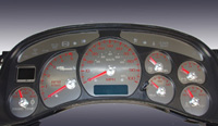 02 Chevrolet Silverado HD, 100 MPH Diesel, 02 GMC Sierra Hd, 100 MPH, Diesel US Speedo Gauge Faces - Stainless Steel SS Kit (Red)