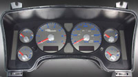 02-05 Dodge Ram, Gas US Speedo Gauge Faces - Stainless Steel SS Kit (Blue)