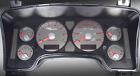 02-05 Dodge Ram, Gas US Speedo Gauge Faces - Stainless Steel SS Kit (Red)