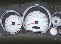 05-08 Pontiac G6, 140 MPH, 6000 Tach US Speedo Gauge Faces - Daytona GA (White)