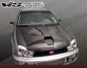 2002-2003 Subaru WRX 2dr/4dr VIS Carbon Fiber Hood - Fuzion Style - Black