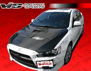 2008-2015 Mitsubishi Lancer 4dr VIS Carbon Fiber Hood - EVO 10 Style