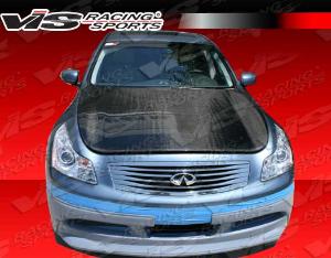 2009-2012 Infiniti G37 4dr VIS Carbon Fiber Hood - OEM Style - Black