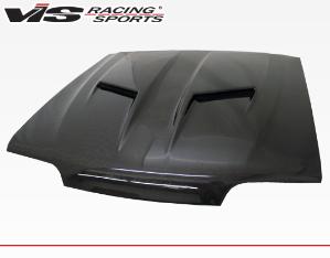 87-93 Ford MUSTANG 2dr VIS Carbon Fiber Hood - Stalker 2 Style