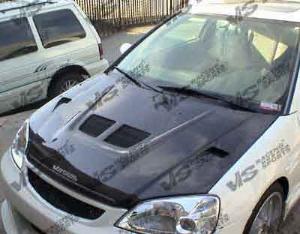 88-91 Honda CRX HB VIS Carbon Fiber Hood - EVO Style - Black