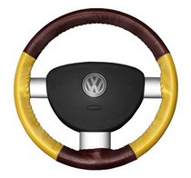 80-84 5 Series, 80-84 7 Series, 80-90 Land Cruiser, 80-91 Vanagon, 90-94 Montero Wheelskins Steering Wheel Cover - EuroPerf, Perforated All Around (Burgundy Top / Yellow Sides)