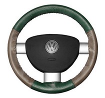 80-84 5 Series, 80-84 7 Series, 80-90 Land Cruiser, 80-91 Vanagon, 90-94 Montero Wheelskins Steering Wheel Cover - EuroPerf, Perforated All Around (Green Top / Sand Sides)