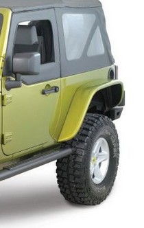 2007-2014 Jeep JK Wrangler 2Dr Models Xenon Flat Panel Rear Fender Flare Kit, Wider than Stock (Urethane)