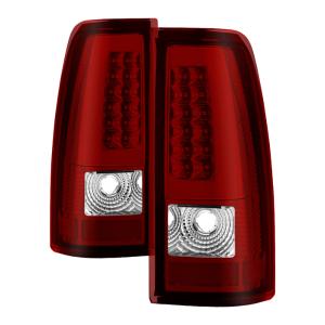 Chevy Silverado 1500/2500/3500 99-02, GMC Sierra 1500/2500/3500 99-03 Xtune Light Bar Style LED Tail Lights - Red Clear