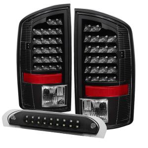 Dodge Ram 07-08 / 1500 / Ram 07-09 / 2500/3500 Xtune LED Tail Lights with LED 3rd Brake Lamps- Black