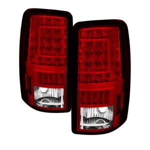 Chevy Suburban 1500/2500 00-06, Chevy Tahoe 1500/2500 00-06, GMC Yukon/Yukon XL 00-06  / GMC Yukon Denali/Denali XL 01-06  ( Lift Gate Style Only ) Xtune Version 2 C Shape LED Tail Lights - Red Clear