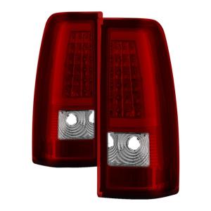 Chevy Silverado 1500/2500/3500 99-02, GMC Sierra 1500/2500/3500 99-03 Xtune Version 3 Tail Lights - Light Bar LED - Red Clear