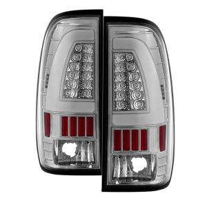 Ford F150 Styleside 97-03, F250 Super Duty 99-07, F350 Super Duty 99-07 Xtune Light Bar LED Tail Lights - Chrome