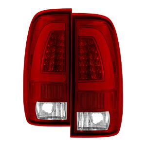 Ford F150 Styleside 97-03, F250 Super Duty 99-07, F350 Super Duty 99-07 Xtune Light Bar LED Tail Lights - Red Clear