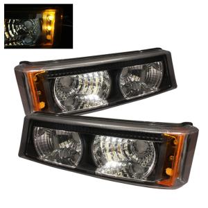 Chevy Silverado 03-06 Xtune Bumper Lights - Black Amber