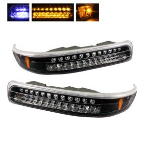 Chevy Silverado 99-02, Chevy Tahoe 00-06, Chevy Suburban 00-06 Xtune LED Amber Bumper Lights - Black