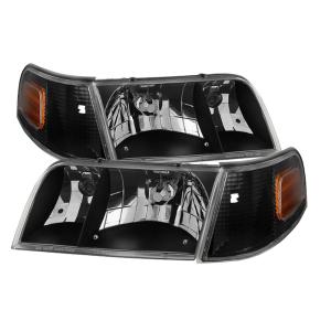 Crown Victoria 98-11 Xtune Crystal HeadLights With Corner Lights set - Black