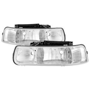 Chevy Silverado 1500/2500 99-02 / Chevy Silverado 3500 01-02, Chevy Suburban 1500/2500 00-06, Chevy Tahoe 00-06 Xtune Amber Crystal Headlights - Chrome