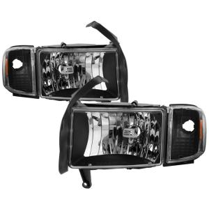 Dodge Ram 1500 94-01  ( 99-01  Does not Fit Sport Package Models ) / Ram 2500 3500 94-02 Xtune OEM Style Headlights with Corner Lamps - Black