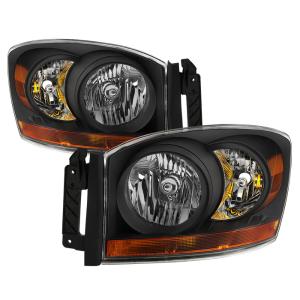 Dodge Ram 1500 06-08 / Ram 2500/3500 06-09 Xtune Chrome Bezel & Amber Bar Headlights - Black