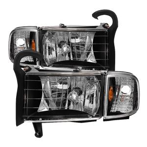 Dodge Ram 1500 94-01  ( 99-01  Does not Fit Sport Package Models ) / Ram 2500 3500 94-02 Xtune OEM Style Headlights with Corner Lamps - Black