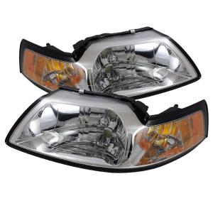 Ford Mustang 99-04 Xtune Amber Crystal Headlights - Chrome