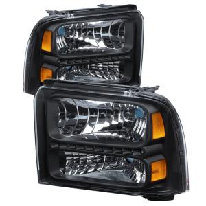 Ford F250 Super Duty 05-07, Ford F350 Super Duty 05-07 Xtune Crystal Headlights with LED - Black